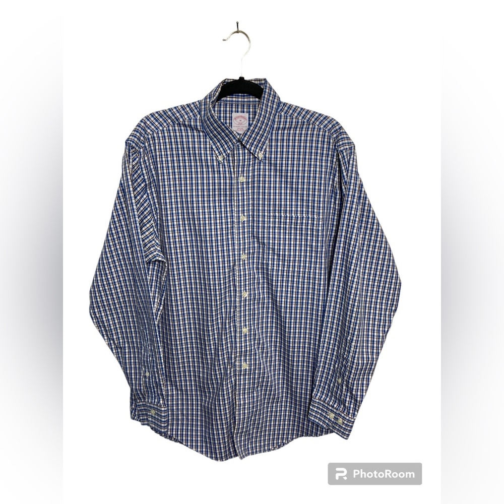 Brooks Brothers 346 blue plaid long sleeve button down shirt. Medium